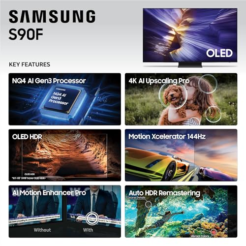 Samsung 48-Inch Class S90F 4K Smart TV (2025 Model) NQ4 Gen3 Processor, Upscaling Pro, HDR +, Motion Xcelerator 144Hz, Vis...