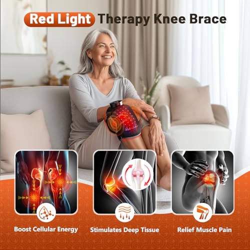 RELEXNOW Red Light Therapy for Knee with Heat & Vibration Massage, Extension Band, Wireless Controller, 660nm&850nm Near I...