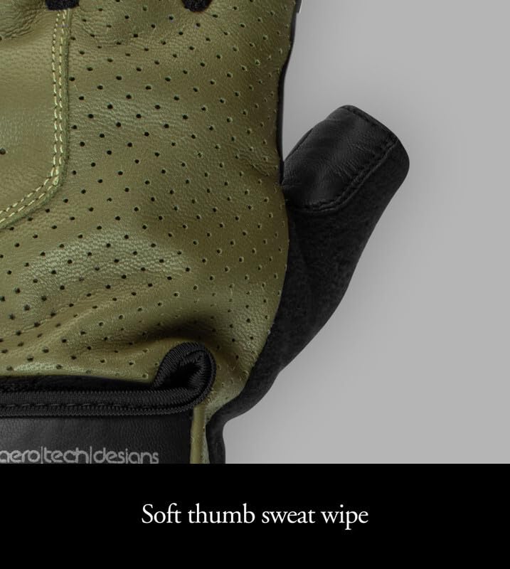 AERO|TECH|DESIGNS | Vintage Leather Gel Padded Palm Fingerless Gloves | Full Grain Genuine Leather