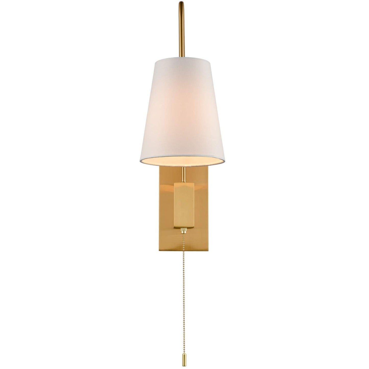 Jeenkae Modern Brass Wall Sconces Set Of Two, Fabric Shade, Pull Chain, Model T3063Bu-J-C-2