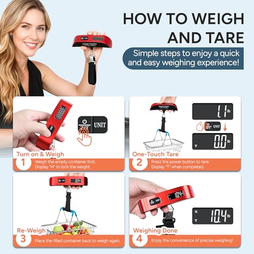 travel inspira Luggage Scale, Portable Digital Hanging Baggage Scale for Travel, Suitcase Weight Scale with Rubber Paint, ...