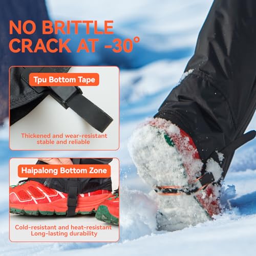 OrrinSports Gators for Hiking Boots with Upgraded Zipper Gaiters for Hiking Snow Waterproof Lightweight Leg Gaiters for Me...