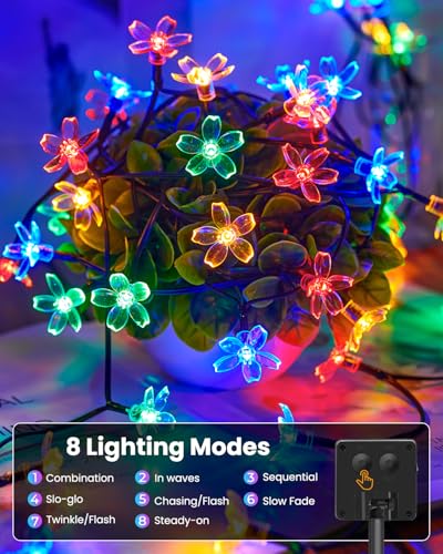 Brightown 60 LED Flower Solar String Lights Outdoor Waterproof Fairy Lights for Garden Yard Fence Patio Christmas Tree Wed...