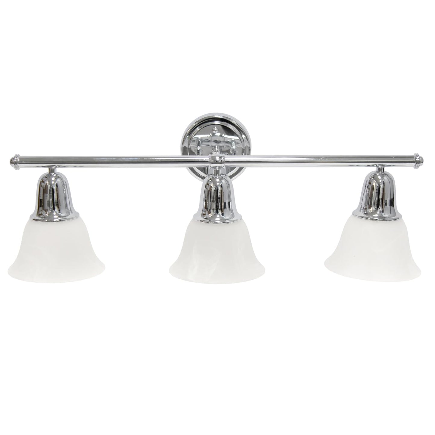 Simple Designs VT1027-CHR 3-Light Wall Mounted Vanity Fixture, Chrome, Metal, Frosted Marble Glass Shades, 26.5in for Bathroom and Entryway