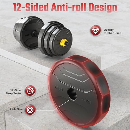 FEIERDUN Adjustable Dumbbells Set, 48/68/88lbs Free Weight Set with 4 Modes, Used as Barbell, Kettlebells, Push up Stand, ...