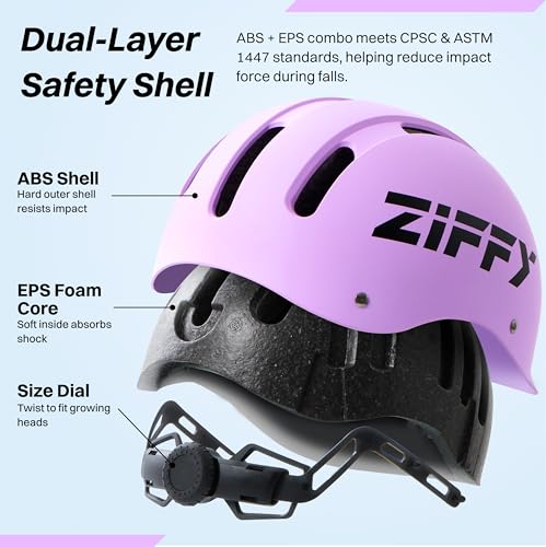 ZIFFY Kids/Toddler Bike Helmet, Adjustable, Lightweight, Safety Certified Scooter Helmet for Boys & Girls with Washable In...