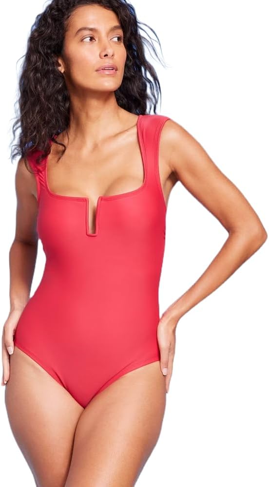 Kona Sol Women's Full Coverage Tummy Control Cap Sleeve U-Wire One Piece Swimsuit -
