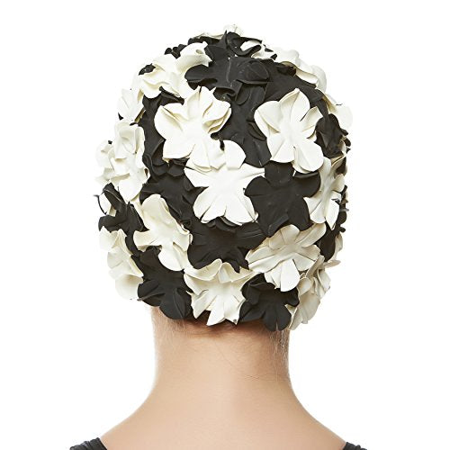 BEEMO Floral Petal Ladies Bathing Swim Cap Women Retro Swim Hat Long/Short Hair