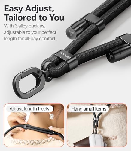 TORRAS Phone Lanyard Crossbody with 2 Phone Tabs, Adjustable Anti Theft Phone Strap for All Phones, Premium Metal Buckles,...
