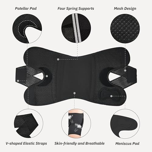 Knee Brace with Side Stabilizers for Knee Pain, Adjustable Knee Support for Meniscus Tear ACL MCL Arthritis Injury Recover...