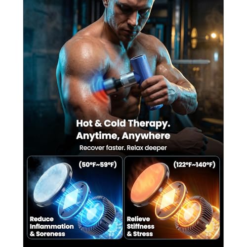 BOB AND BRAD A7 Pro Massage Gun with Heat & Cold Therapy for Back Pain & Recovery - 11mm Deep Tissue, Portable Quiet Handh...