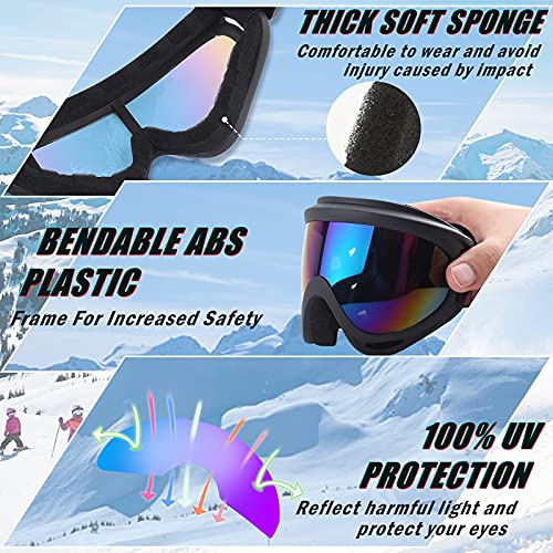 ORANZI 5 Pack Ski Goggles, Snowboard Snow Goggles for Men Women Kids Adult Youth, UV Protection Anti-fog Motorcycle Goggles
