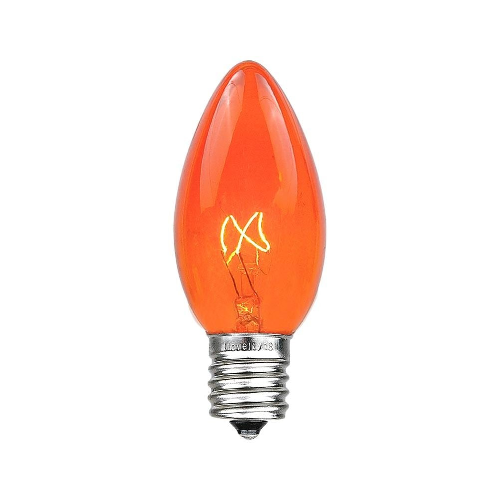 Novelty Lights C9 Outdoor Christmas Replacement Bulbs, 500 Pack, Amber, E17 Intermediate Base, 7 Watt, Glass