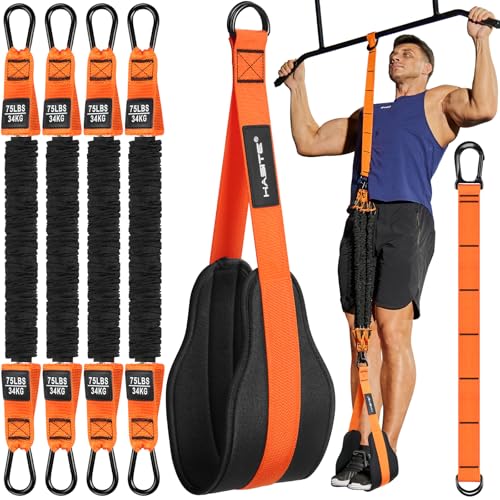 Pull Up Assistance Bands Set - 4 Heavy Duty Resistance Bands 300lbs, Adjustable Weight/Size with Footrest for Home Gym Str...