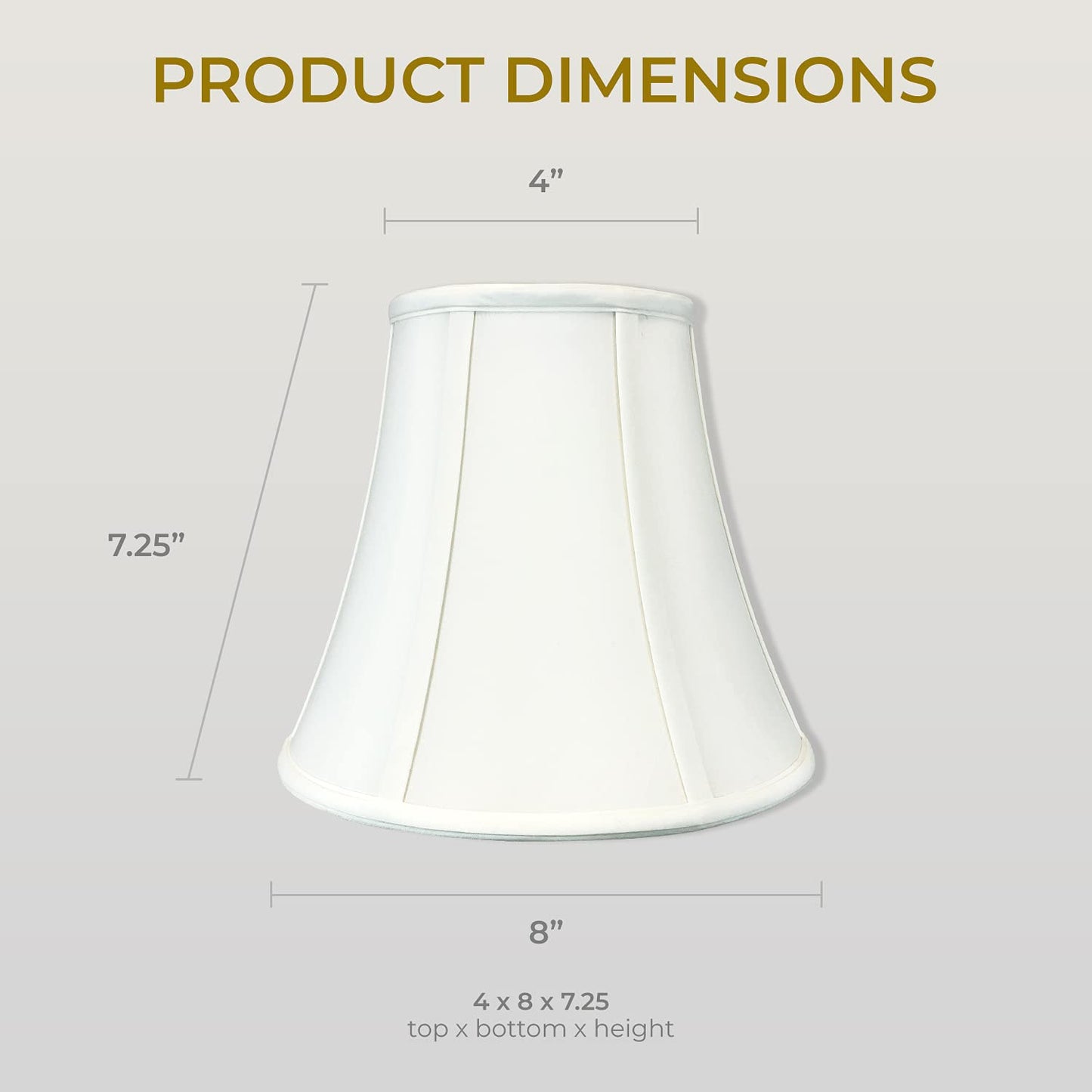 Royal Designs, Inc. True Bell Lamp Shade Fabric 4in x 8in x 7.25in White Model BS-704-8WH