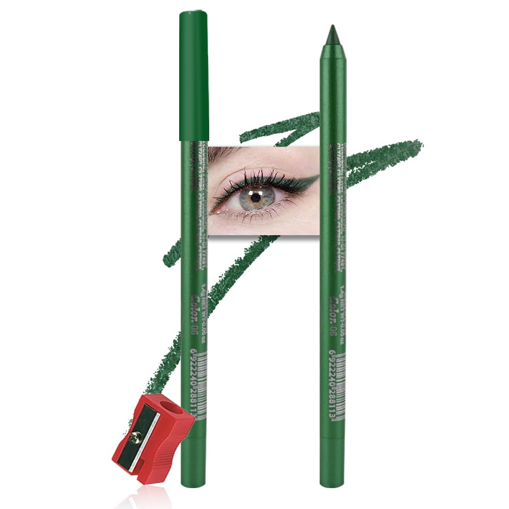 Kaely Gel Eyeliner Pencil for Women, Pearl Green Eye Liner Waterproof Smudge Proof with Sharpener, Waterline Eye Makeup Liners,