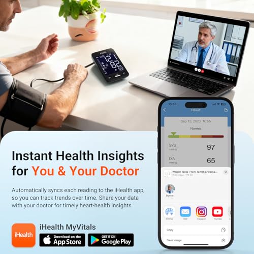 iHealth Accu Blood Pressure Monitor – 4.5" Large LCD(Black), Clinically Accurate, Irregular Heartbeat Alert, Body & Cuff D...