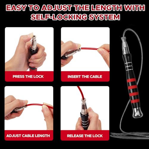 Huhloch Speed Weighted Jump Rope with Secure Lock Mechanism, 360° Smooth Swivel, Non-Slip Matte Textured Handles, Features...