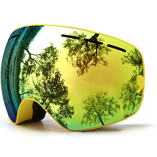 Juli Kids Ski Goggles,Interchangeable Double Layer Spherical Lens,OTG Anti-Fog Snowboard Skate Snow Goggles Age 4-16 4300