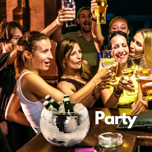 Favation Disco Ice Bucket for Parties - 9.8 Inch Disco Ball Theme Party Decorations, Mirror Sliver Disco Ball Decor,Dazzli...
