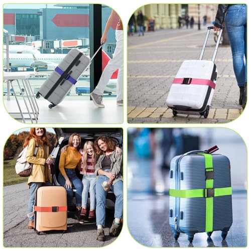 Luggage Straps for Suitcases 4 Pack, TSA Approved Travel Essentials, Luggage Strap for Travel Suitcase & Bag Closure and f...