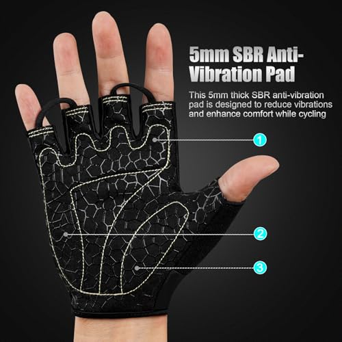 FITFIV Cycling Gloves Bike Gloves for Men/Women Half Finger Biking Gloves Exercise Workout Gloves Suitable for Outdoor Spo...