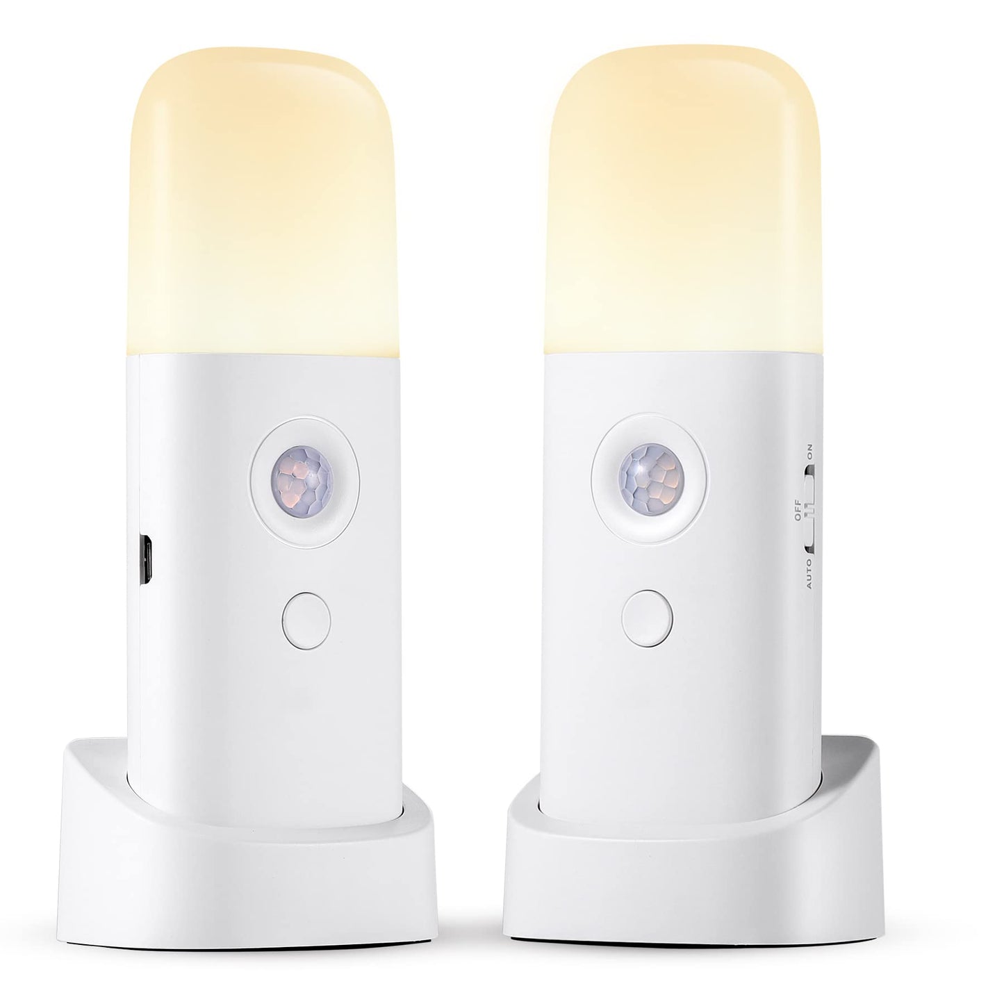 CREWEEL Rechargeable Motion Sensor Night Light, Dimmable, Battery Operated, Cool White, Two Pack, Model Cold02