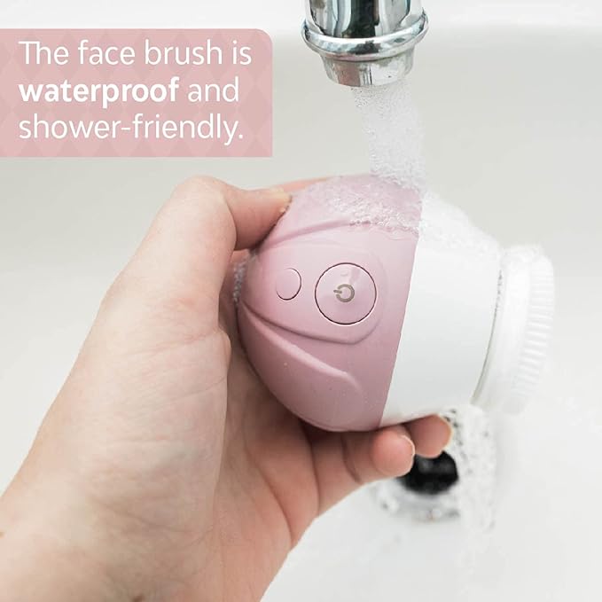 TAO Clean Ona Diamond Orbital Facial Brush and Cleansing Station, Electric Face Cleansing Brush with Ergonomic Handle, Dual Speed Settings, Mauve