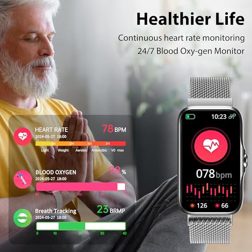 Fitness Tracker with 24/7 Continuous Heart Rate, Blood Oxygen Monitor, Smart Watch with Sleep Monitor, IP68 Waterproof Act...