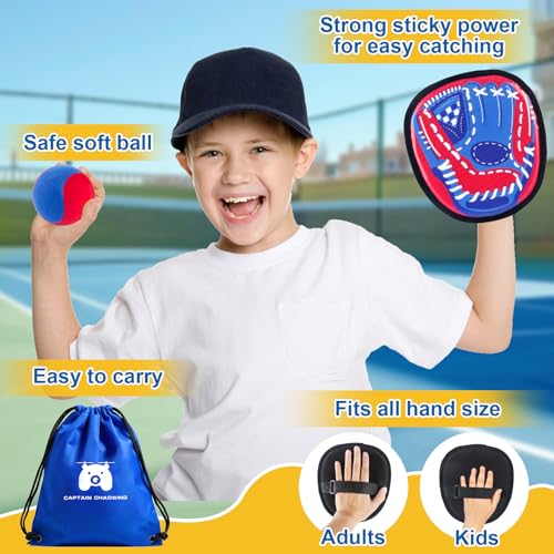 Toss and Catch Ball Set Outdoor Games for Kids, Beginner Toddler Baseball Training Glove Sticky Ball Catch Toys, Beach Poo...