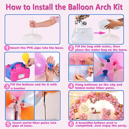 Balloon Arch Kit and Balloon Pump Electric, 10ft Wide Adjustable Balloon Arch Stand With 100Balloons 2Balloon Stands For W...