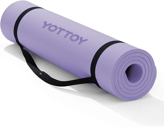 YOTTOY Yoga Mat，Extra Thick Yoga Mat (1/2inch),Professional TPE Exercise Mat,Non-Slip Workout Mat for Yoga, Pilates, Fitne...