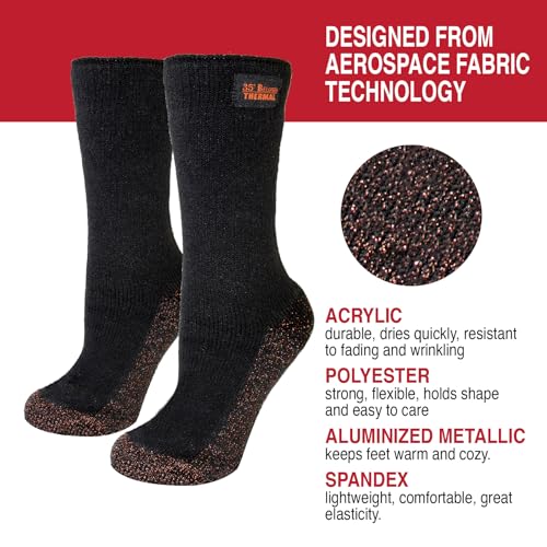 35° BELOW Thermal Insulated 1 or 3 Pk Socks for Men and Women, Designed with Soft Aluminized Loops to Keep Feet Warm and Cozy