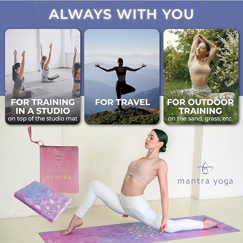Mantra Yoga Travel PRO 1.5mm with Knee Pad - Foldable Fitness & Exercise Mat with Bag | Lightweight, Compact & Eco-Friendl...