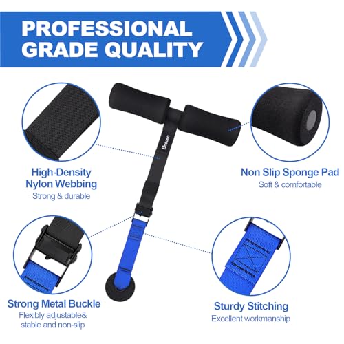 Bosaen Nordic Hamstring Curl Strap, Upgraded Stability Nordic Curl Strap with Strong & Non-Slip Metal Buckle for Hamstring...