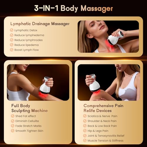 Lymphatic Drainage Massager & Anti Cellulite Massage Tool, Helps Reduce Stretch Marks & Cellulite, for Legs, Arms & Belly,...