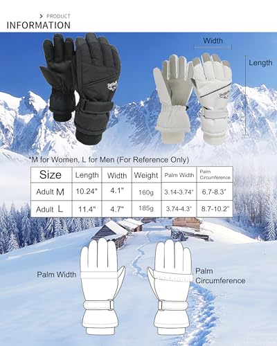 Bawnhaw Winter Warm Gloves Men Women Cold Weather Water-Repellent Windproof Touchscreen Anti-Slip Snowboard Snow Ski Gloves