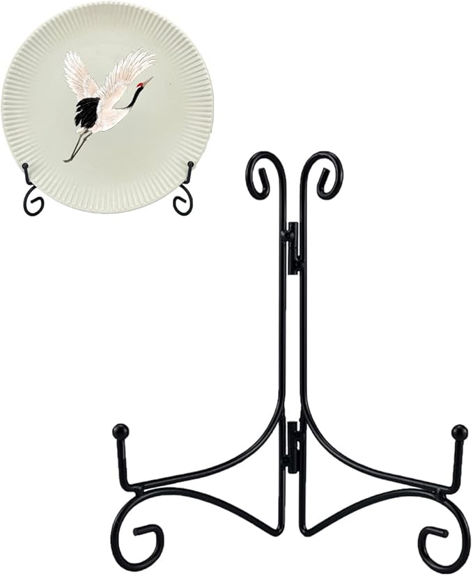SVENJBB Black Iron Plate Stand, 6 Inch Plate Display Stands (2 Pack)