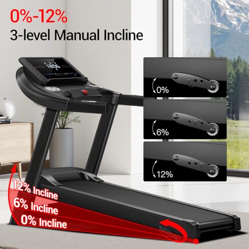 CJIZILT Treadmill with 3-Level Incline for Home and 3.0 HP Quiet Brushless, 8.7 MPH, 300 lbs Capacity