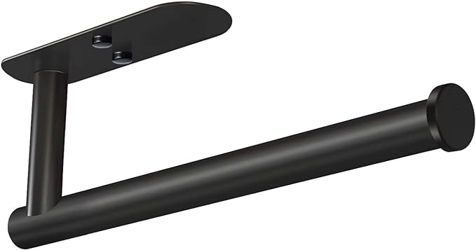 VAEHOLD Adhesive Paper Towel Holder Under Cabinet Wall Mount for Kitchen Paper Towel, Black Paper Towel Roll Holder Stick to Wall, Stainless Steel（Black）