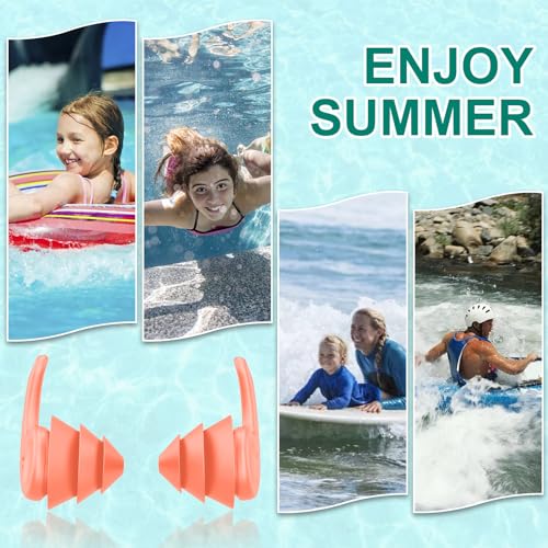 Swimming Ear Plugs for Adults,3 Pairs Waterproof Reusable Silicone Swim Earplugs for Swimming Surfing Snorkeling Showering...