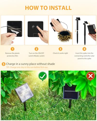 Brightown 2 Pack Solar String Lights Outdoor Waterproof, 92Ft 240 LED Solar Lights Outdoor with 8 Modes, Outdoor Light Sol...