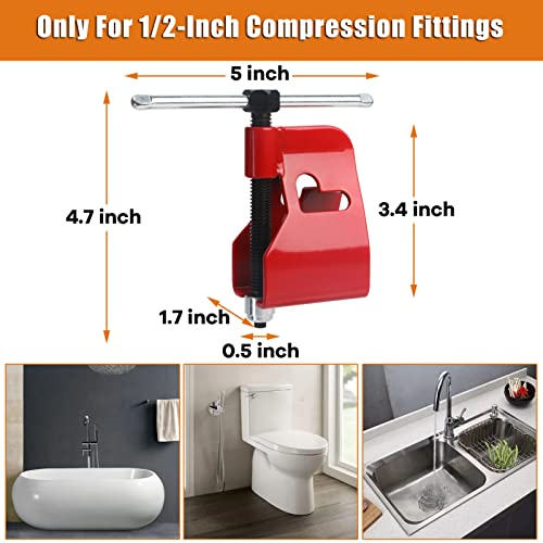 Compression Sleeve Puller Tool Remove Ferrule & Nut Of Pipe, Ferrule Puller For 1/2” Copper Water Compression Sleeve & 1/...