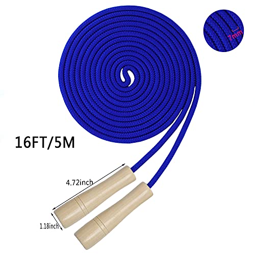 16 FT Long Jump Rope for Kids, Adjustable Double Dutch Skipping Rope with Wooden Handle, Multiplayer Team Jumping Rope for...