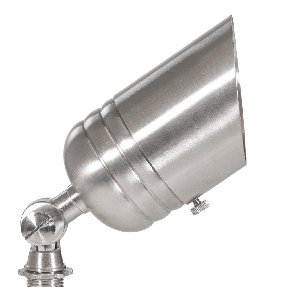 VOLT Stainless Steel Outdoor Spotlight with 5W MR16 LED Bulb, Silver, Includes Ground Stake