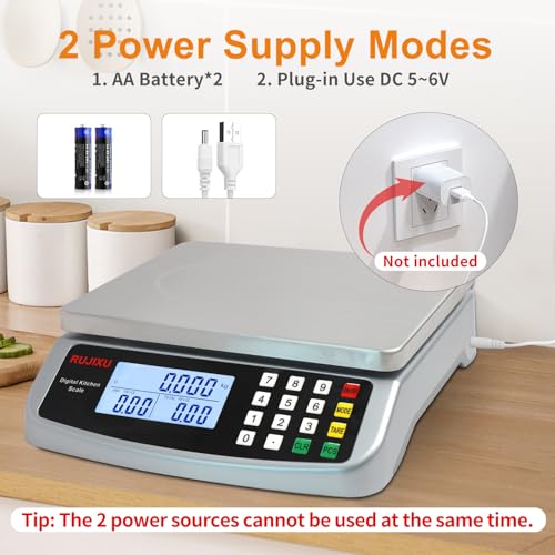 Food Scale 88lb/40kg Large Digital Kitchen Scale 0.05oz/1g with Price Computing Commercial Scale 304 Stainless Steel gram ...