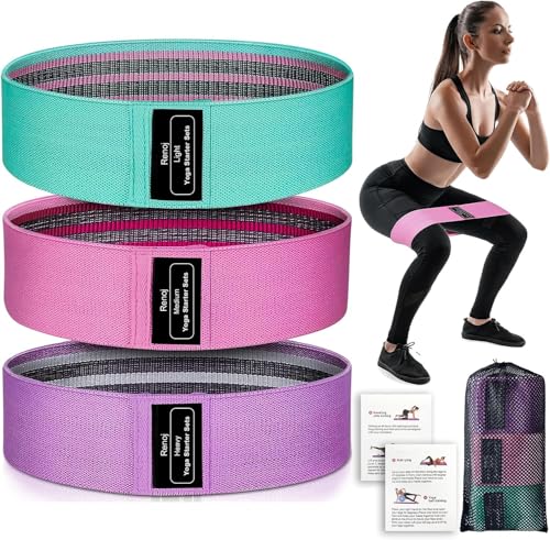 Renoj Resistance Bands for Working Out: 3-Set Professional Exercise Bands for Pilates, Yoga, Home Gym, Booty, Leg Training...