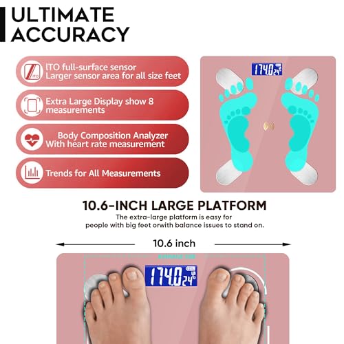Digital Simple Bathroom Scale, Home Practical Body Fat Scale with Led Display, Body Composition Analyzer with Smartphone A...