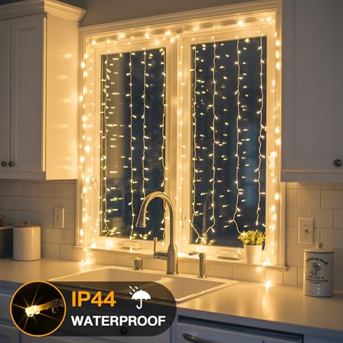 suddus Curtain Lights for Bedroom, 150 Led Hanging String Light Outdoor, Fairy Curtain Lights Indoor for Christmas, Dorm, ...