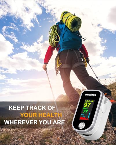 Pulse Oximeter Fingertip - Oxygen Meter Finger Pulse Oximeter - Blood Oxygen Saturation Monitor with Heart Rate and Fast S...